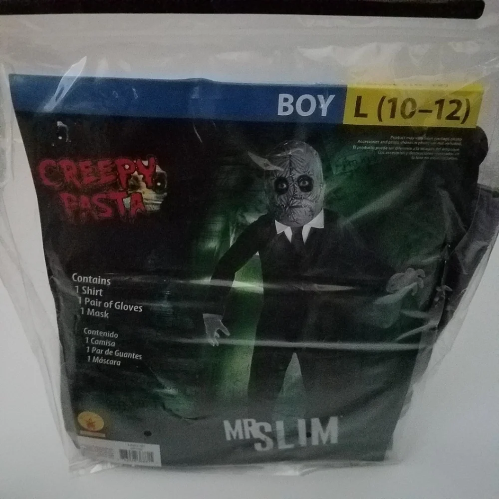 NEW Mr Slim Creepy Pasta Halloween Costume Boy Medium Large